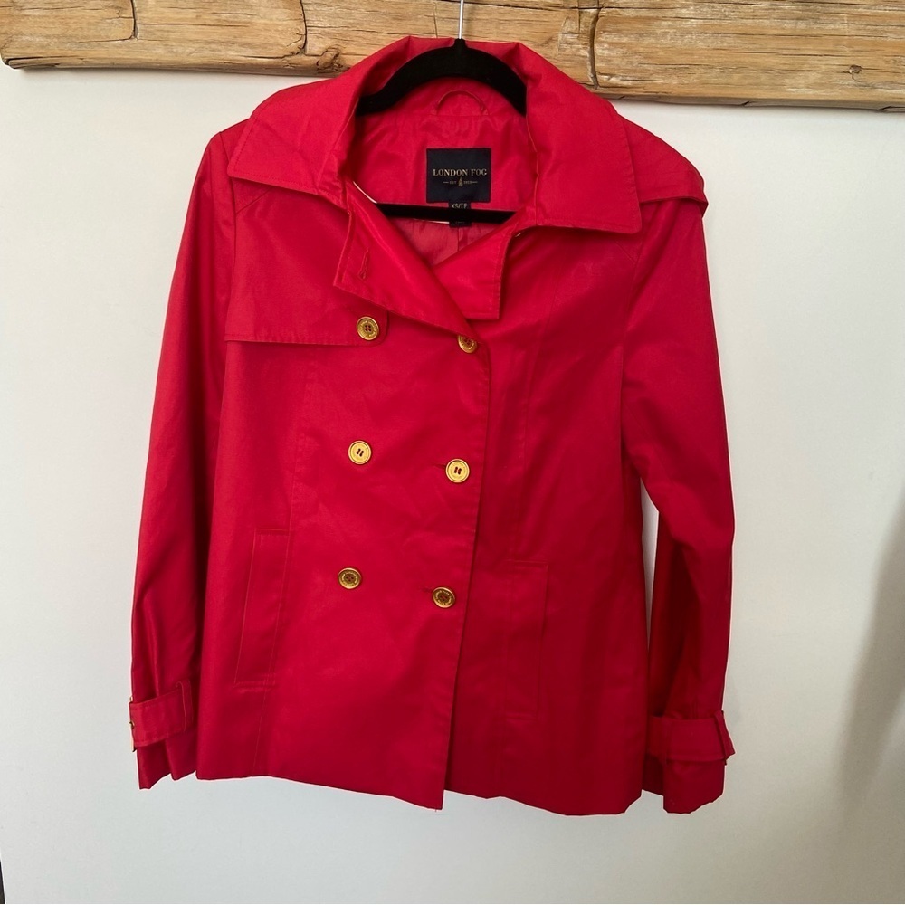 London Fog Red Short Trench Coat